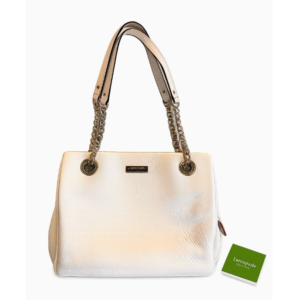 Kate Spade Cooper Square Zippered Darcy Doe Ivory Cream Patent Leather Tote Bag
